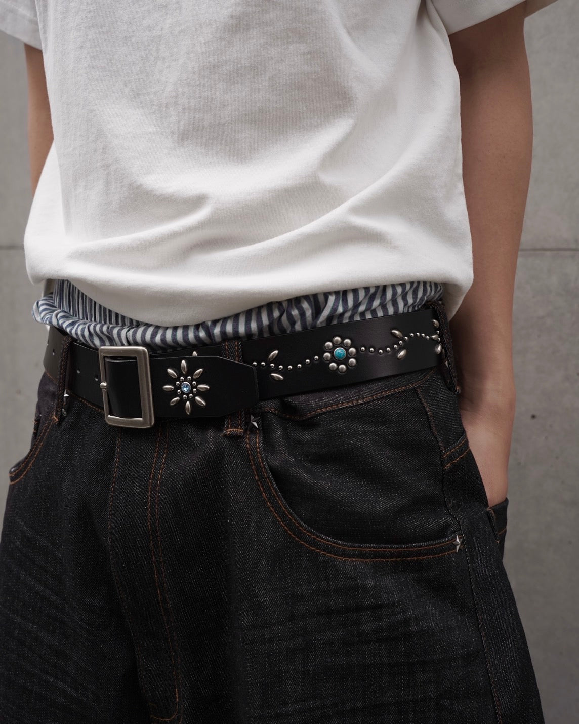 Leather studded belt