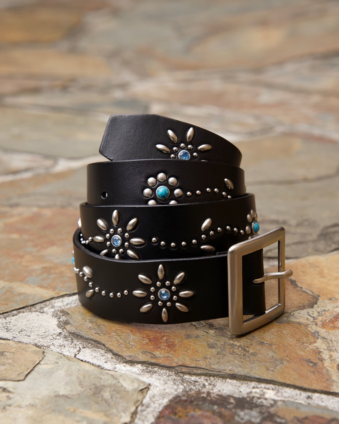 Leather studded belt
