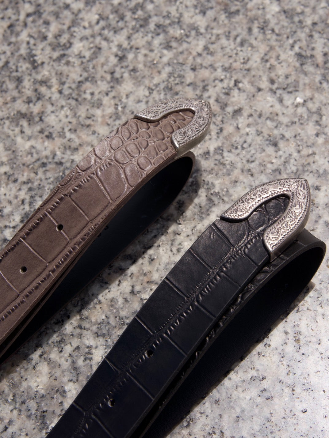 Western crocodile style belt