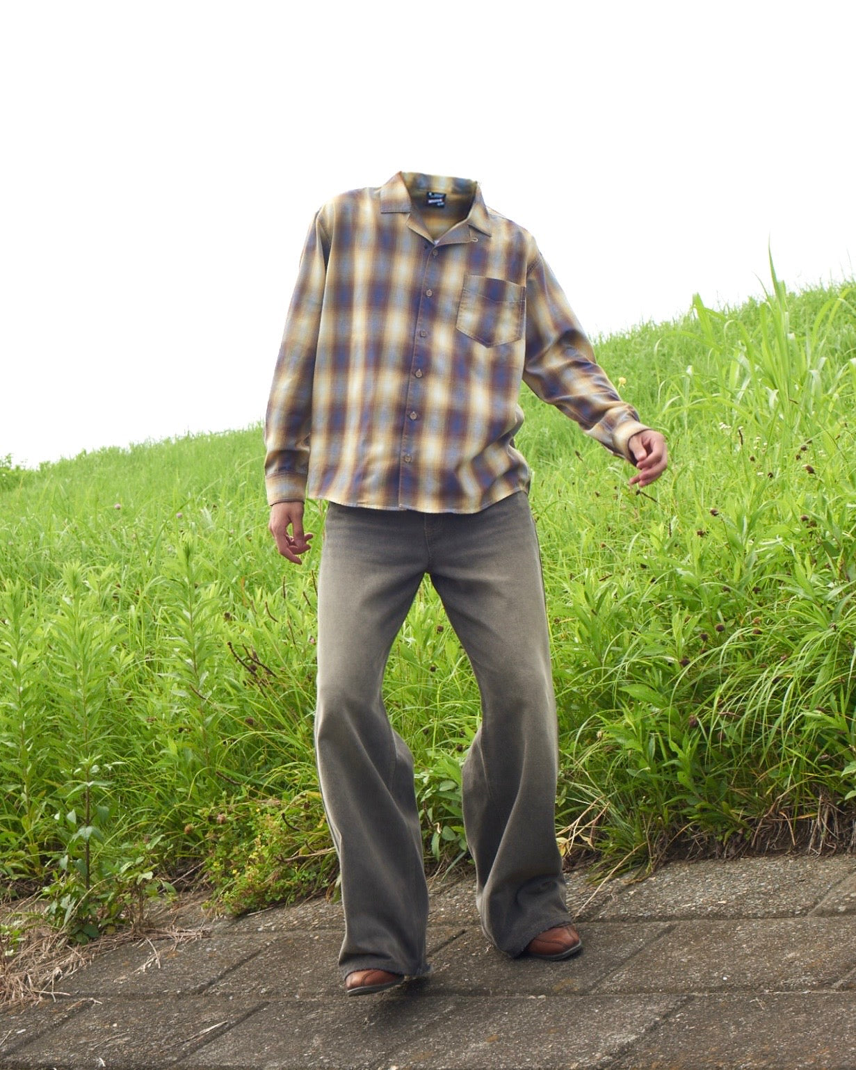 4colors ombre check shirt