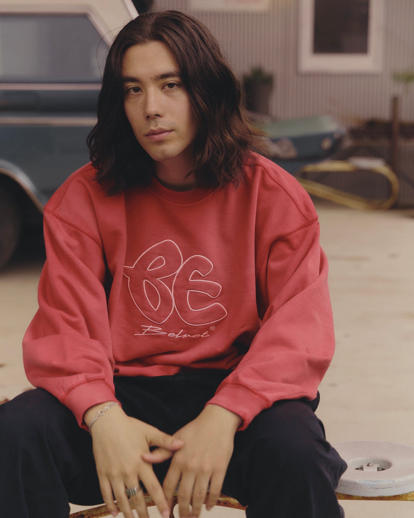 16.2oz BE logo stitch sweat free