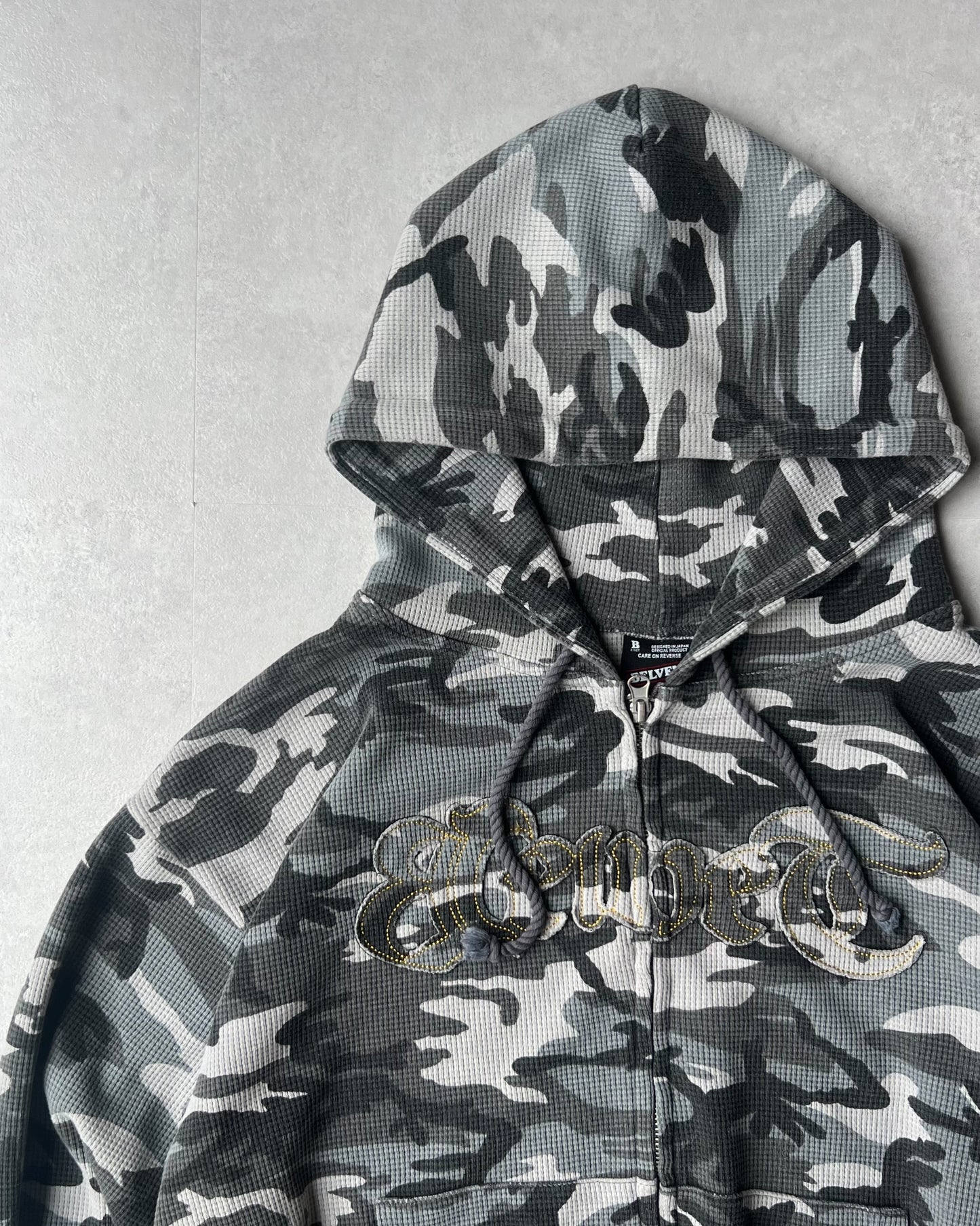 Cropped camo thermal hoodie