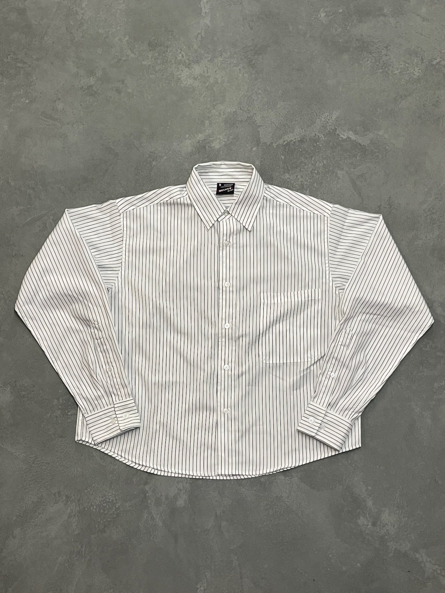White Stripe/Check L/S Shirt free
