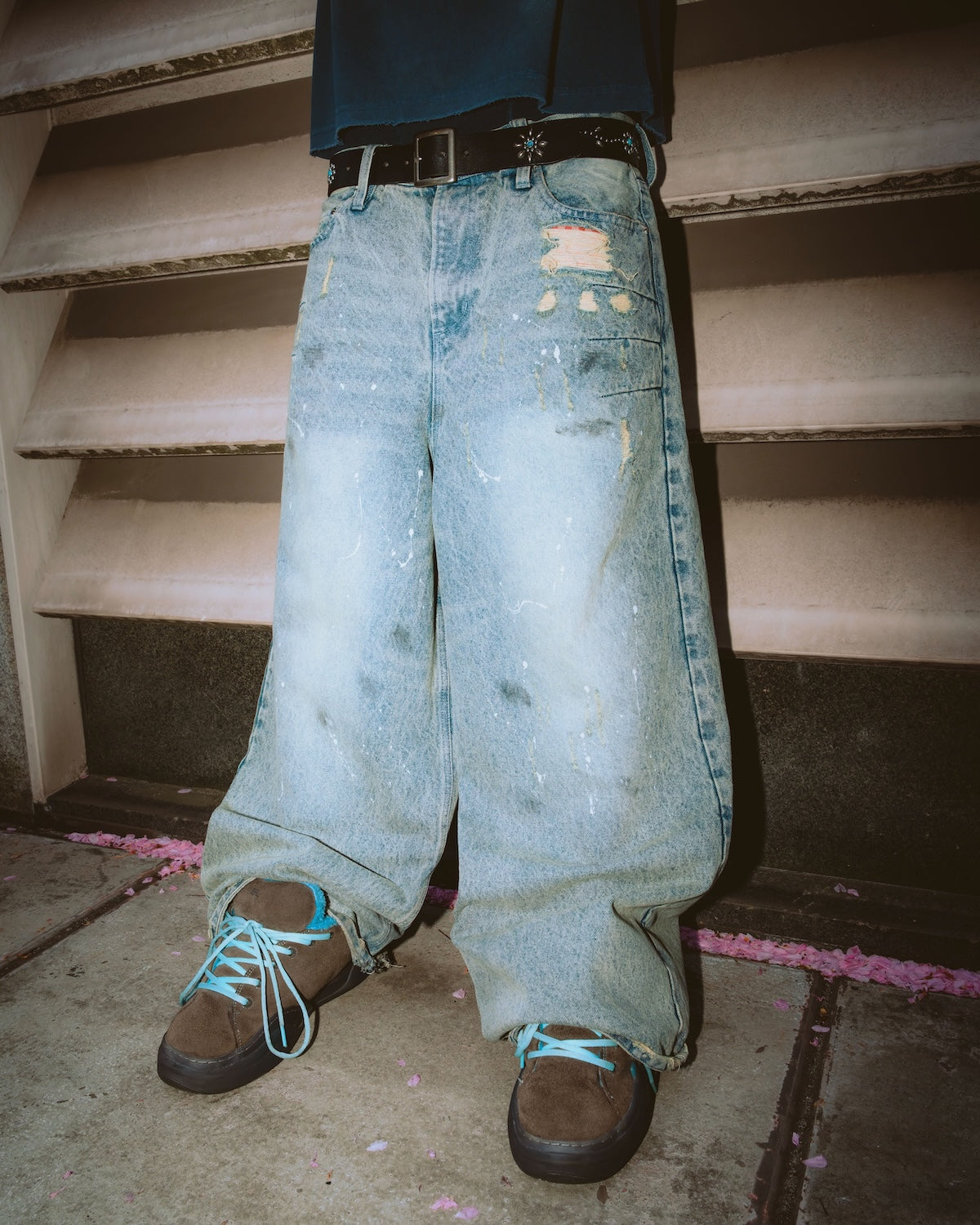 パンツ BELVET M size Washed Faded Denim Washed Faded Denim – BELVET