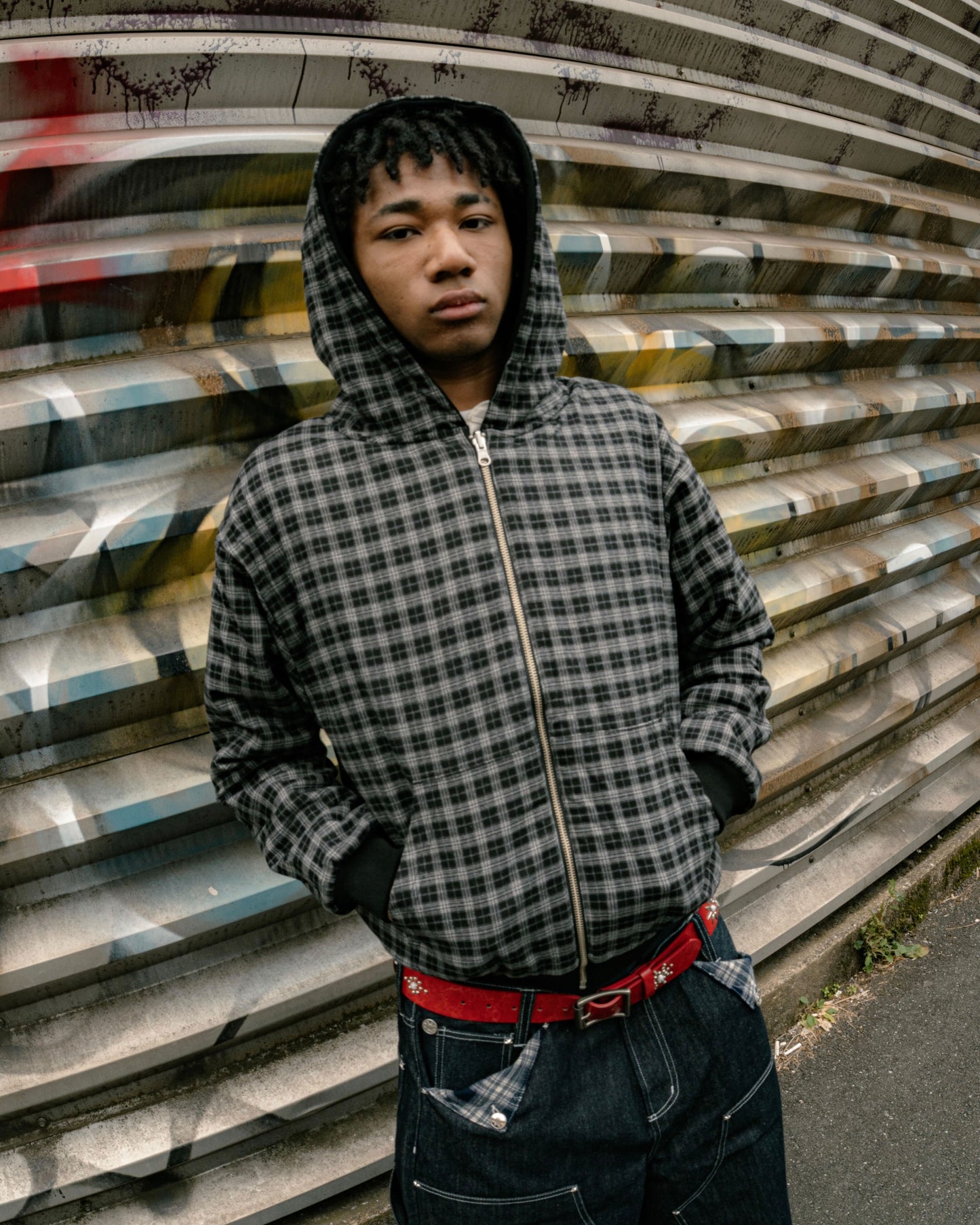 Reversible Check Lined Hoodie