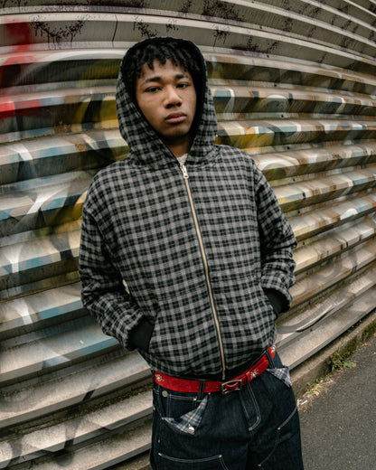 Reversible Check Lined Hoodie