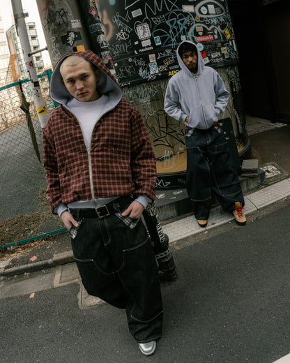 Reversible Check Lined Hoodie