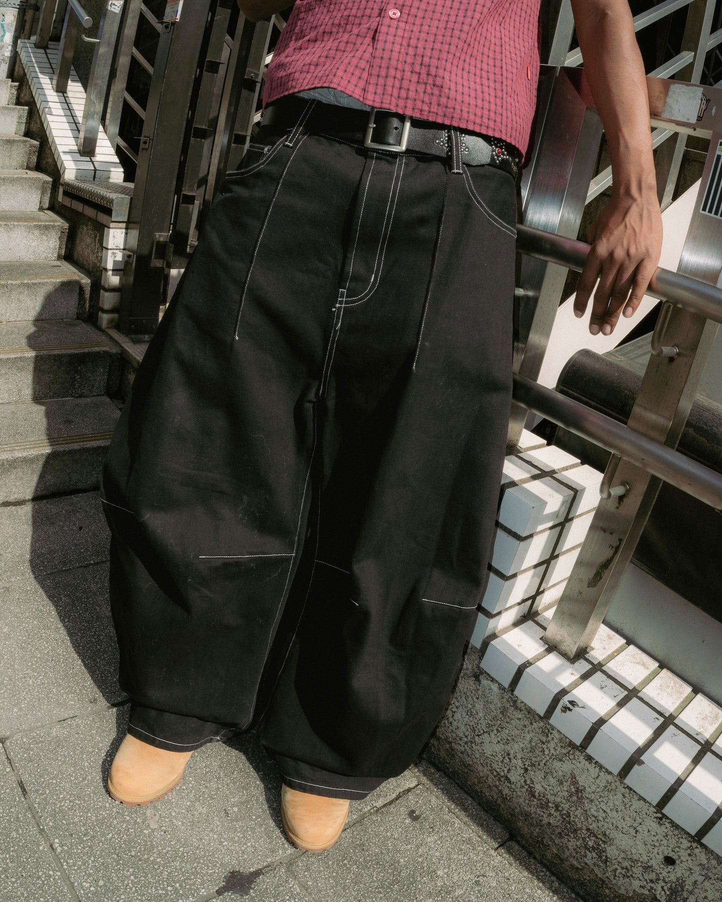 Pleated Wide-Leg Baggy Pants