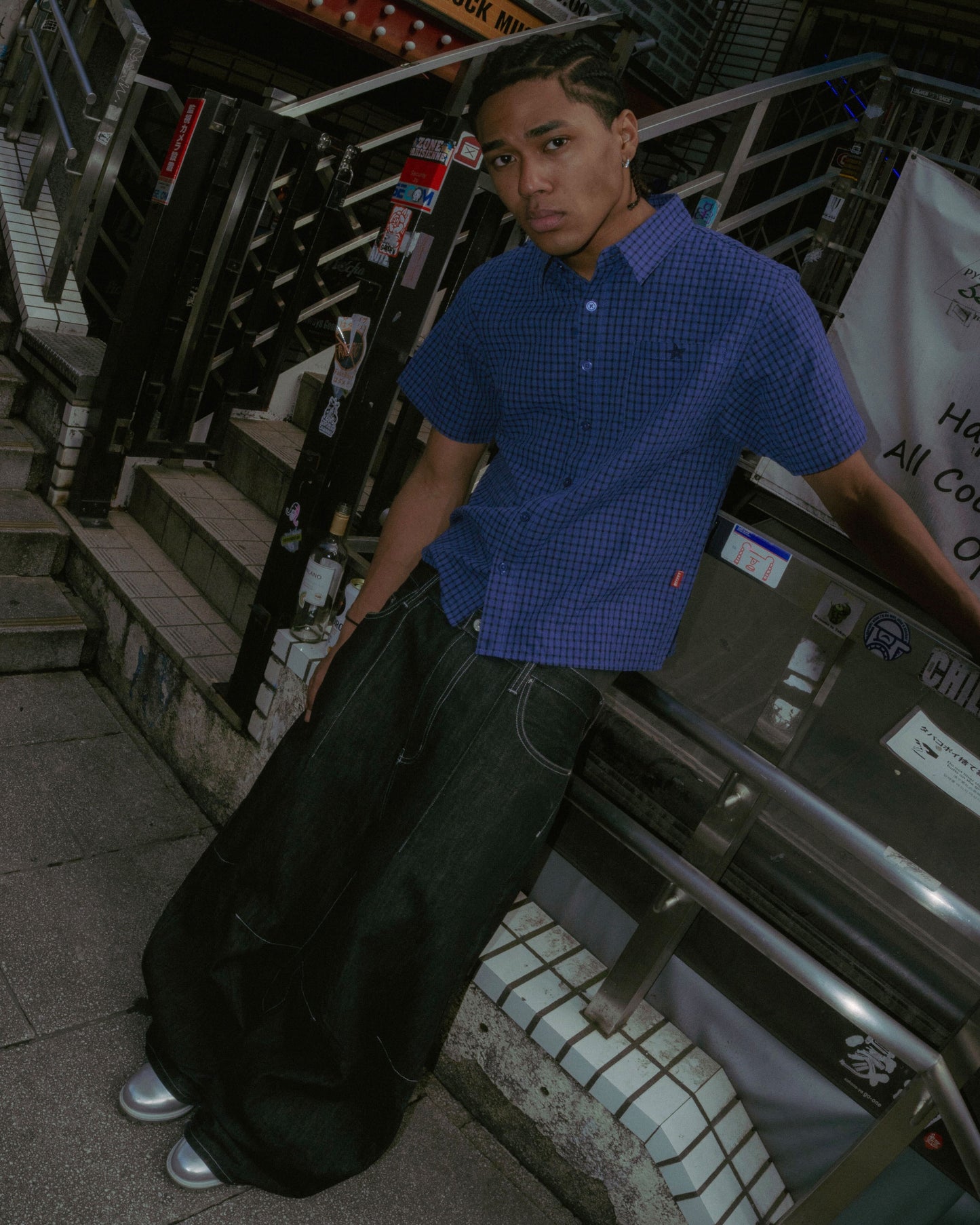 Cropped checkered shirt