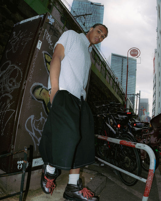 Cropped checkered shirt