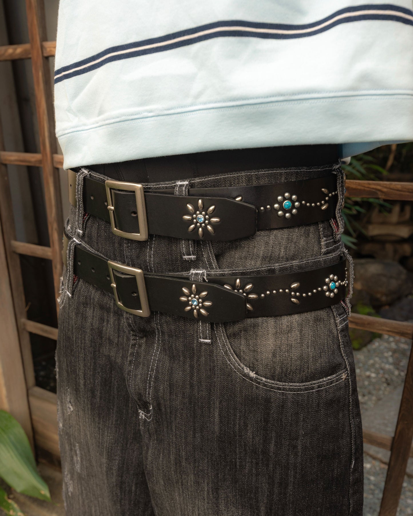 Leather studded belt