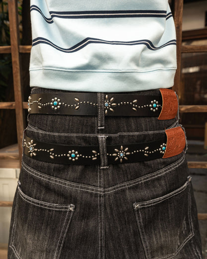 Leather studded belt