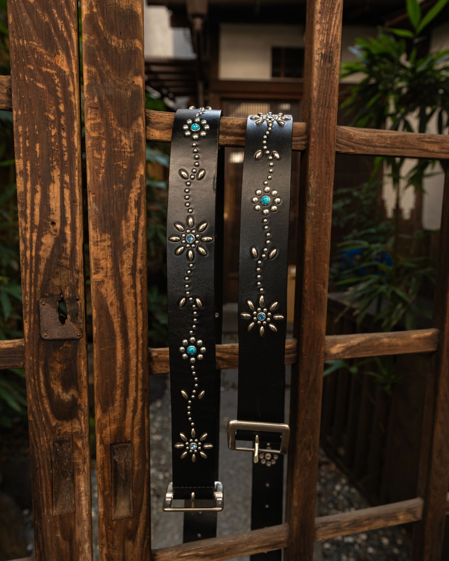 Leather studded belt