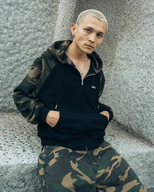 Two-Tone Thermal Zip Hoodie