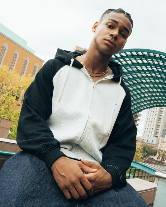 Two-Tone Thermal Zip Hoodie