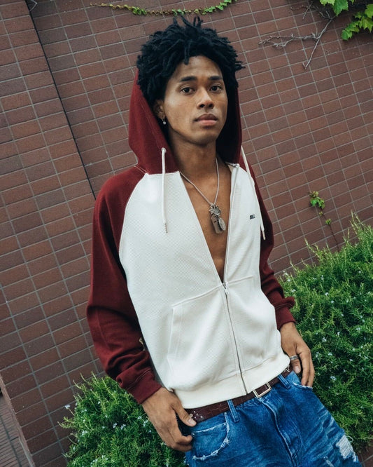Two-Tone Thermal Zip Hoodie