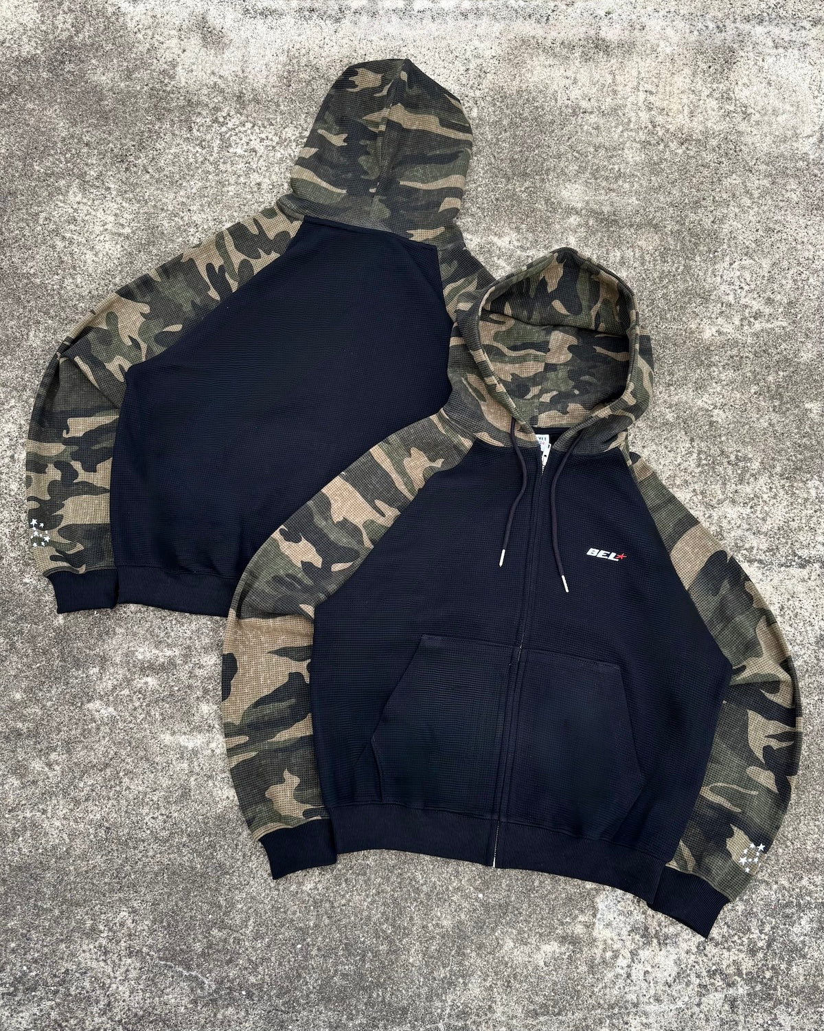 Two-Tone Thermal Zip Hoodie