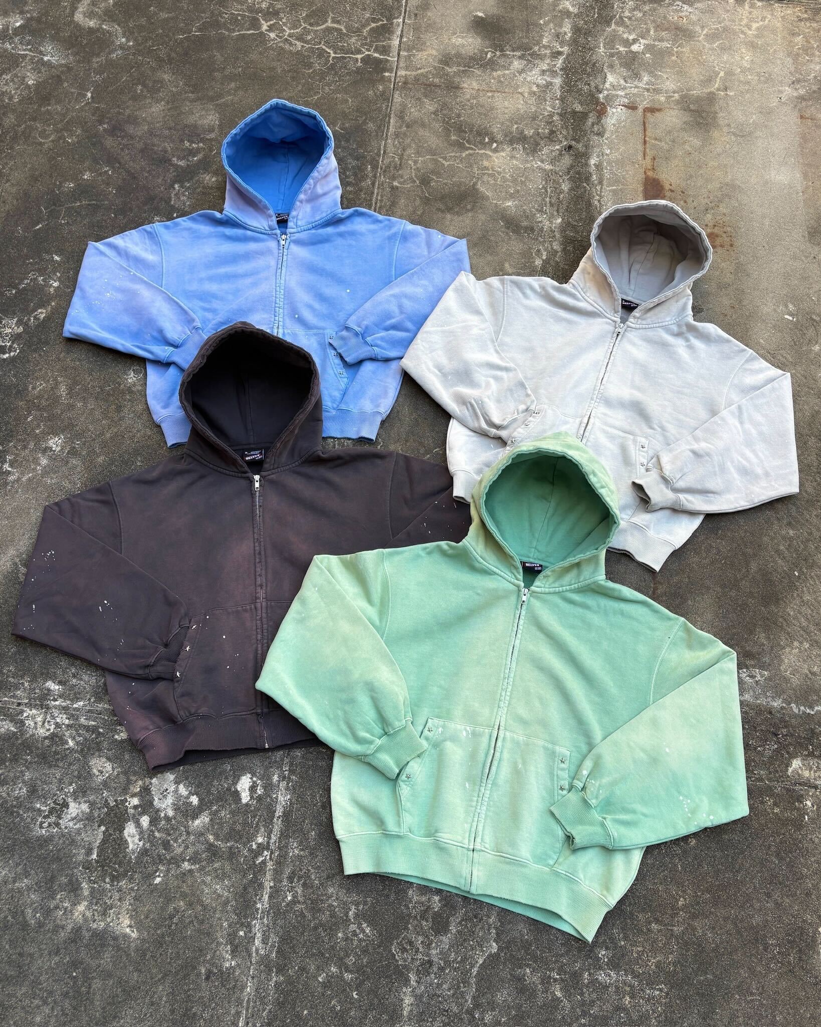 Distressed Pigment Zip Hoodie – BELVET