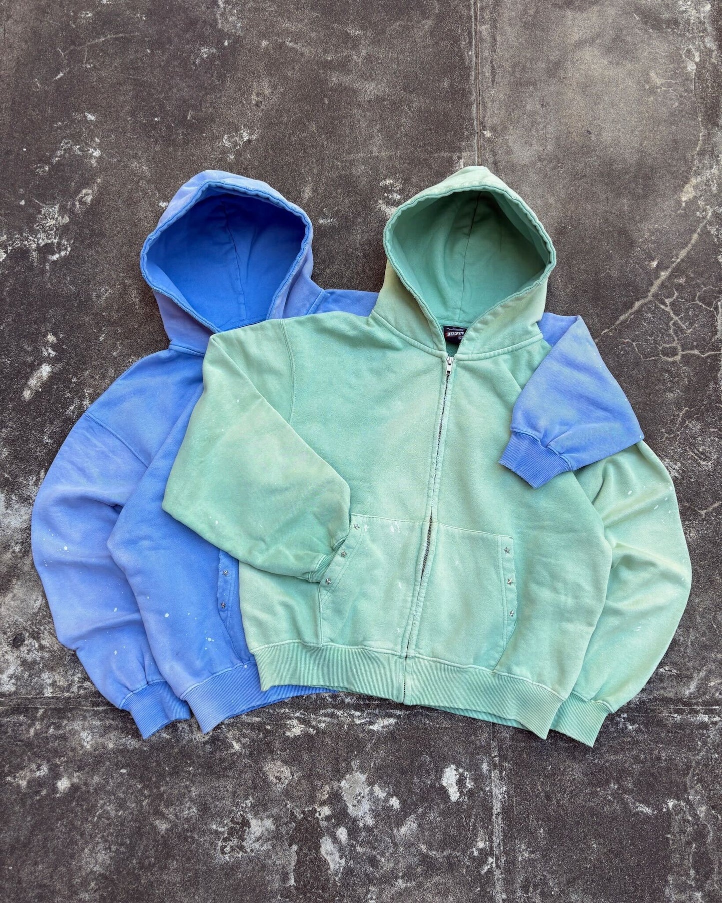 Distressed Pigment Zip Hoodie