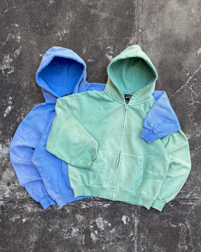 Distressed Pigment Zip Hoodie free