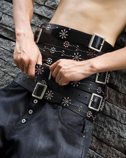 Leather studded belt
