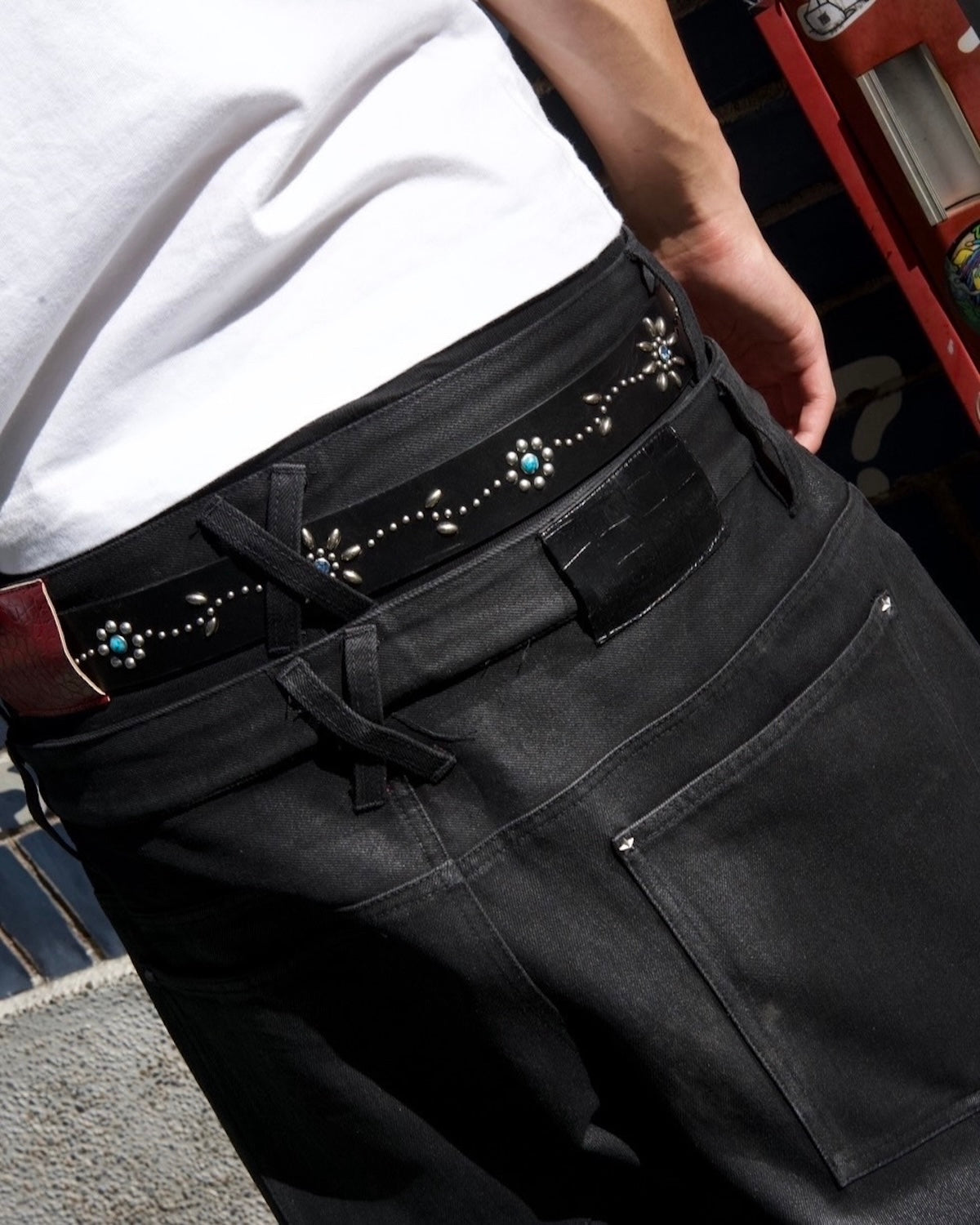 Leather studded belt