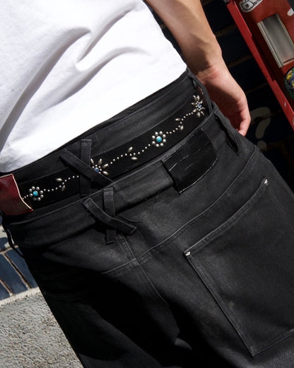 Leather studded belt
