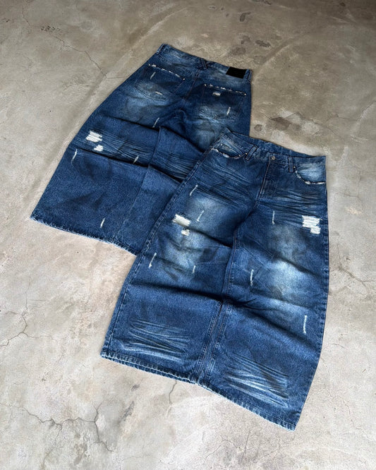 Heavy Distressed Baggy Denim