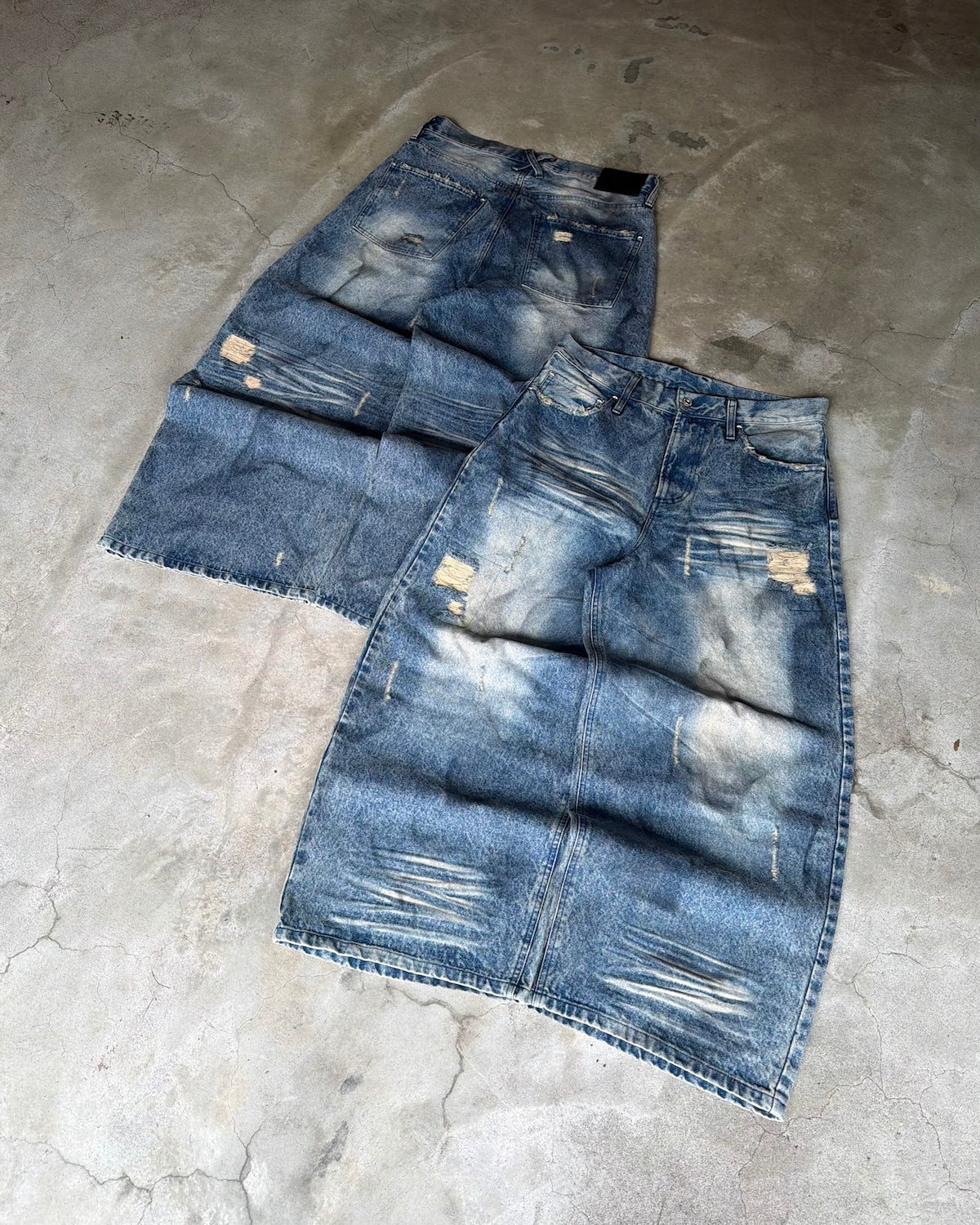 Heavy Distressed Baggy Denim