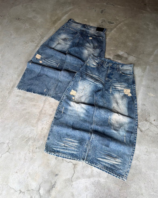 Heavy Distressed Baggy Denim