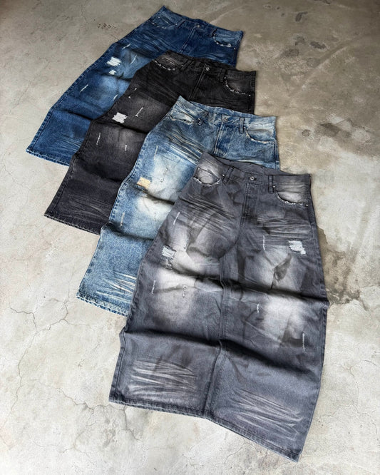 Heavy Distressed Baggy Denim