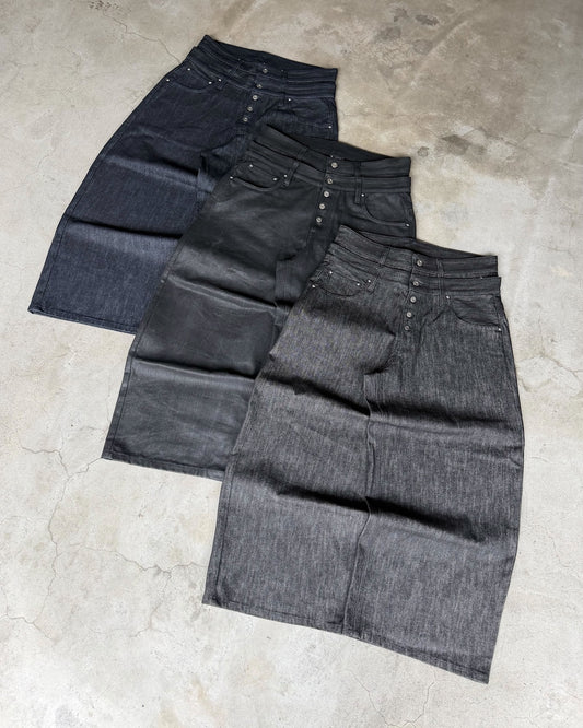 Rigid Double Belt Baggy Denim