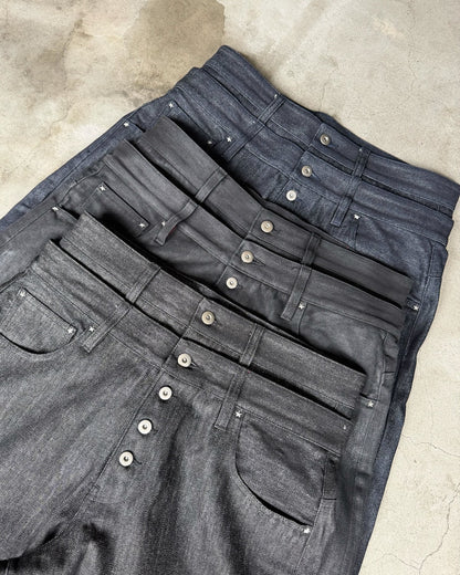 Rigid Double Belt Baggy Denim