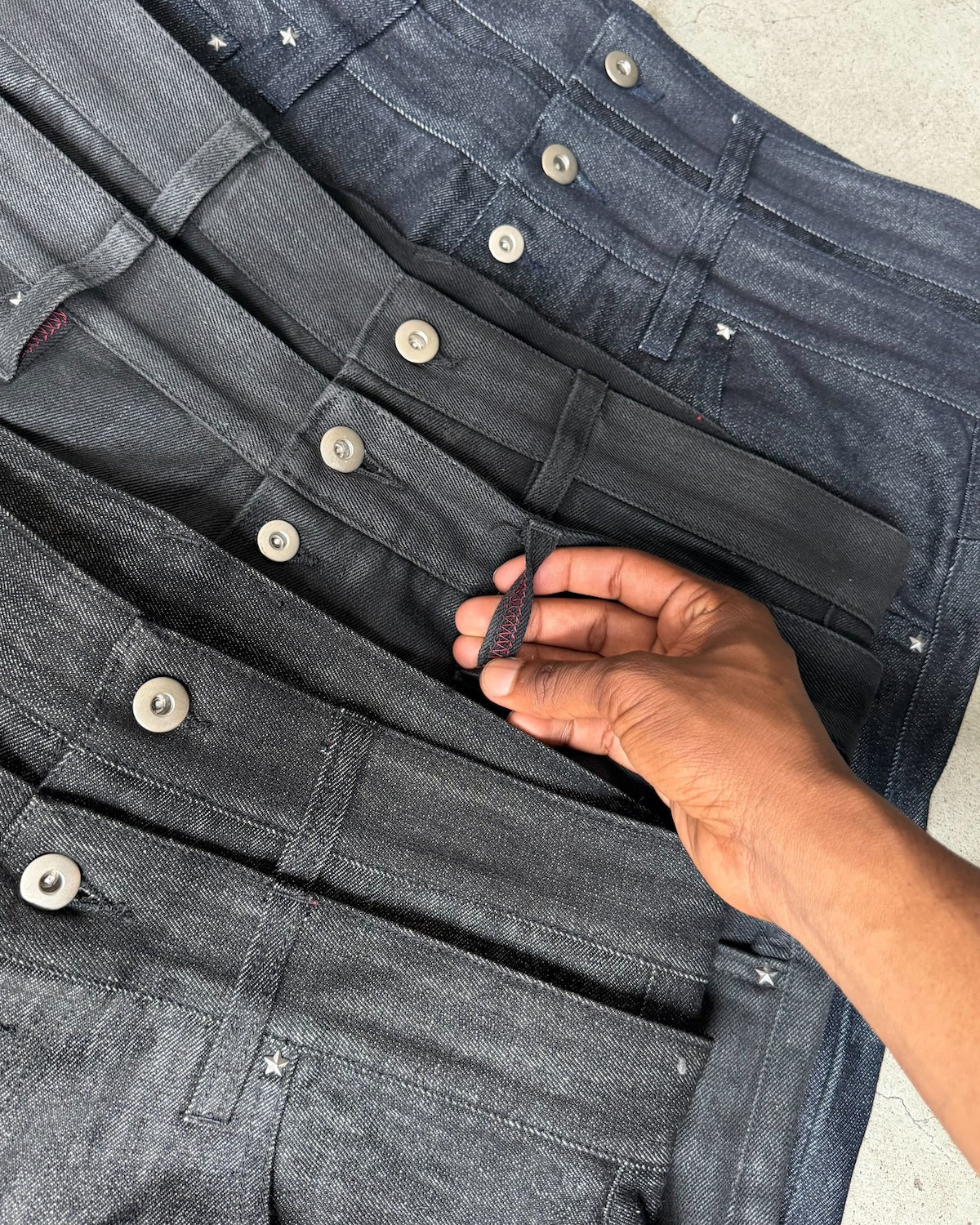 Rigid Double Belt Baggy Denim