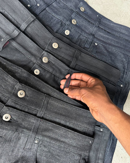 Rigid Double Belt Baggy Denim