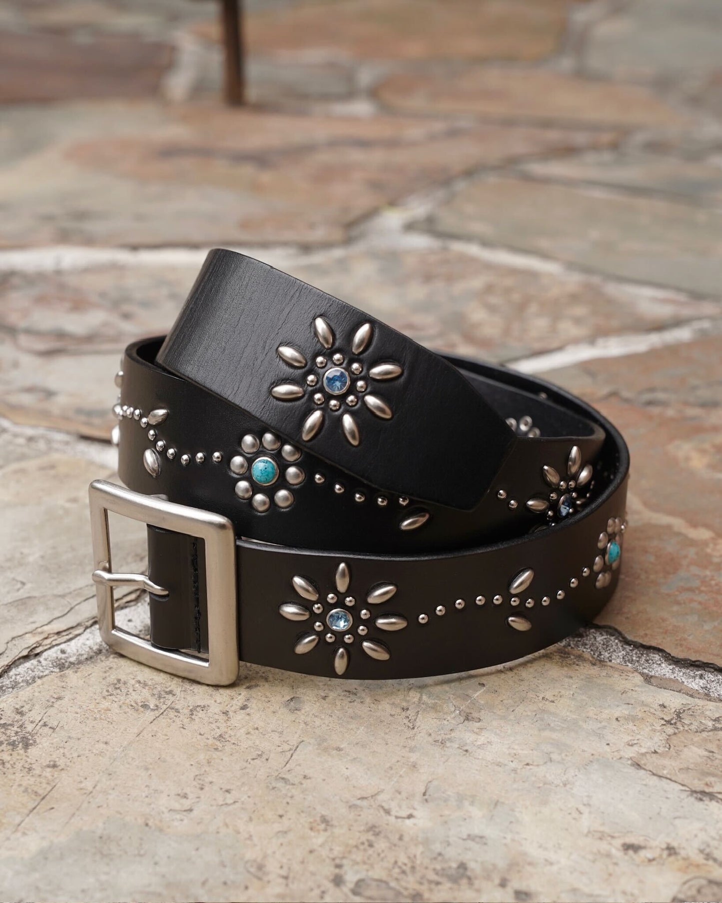 Leather studded belt