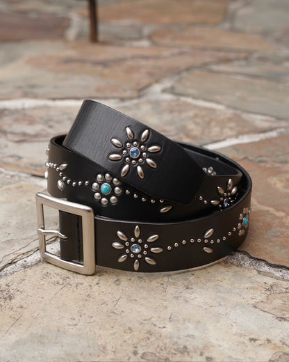 Leather studded belt