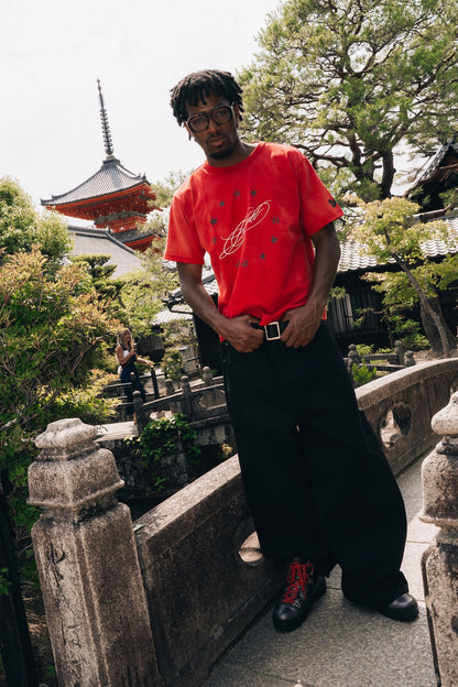 Faded Star Circle Script Tee