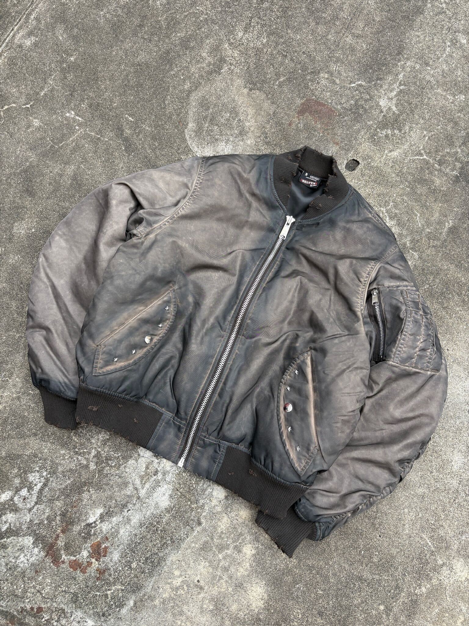 BELVET Faded MA-1 Bomber Jacket ブラウン M Faded MA-1 Bomber Jacket – BELVET