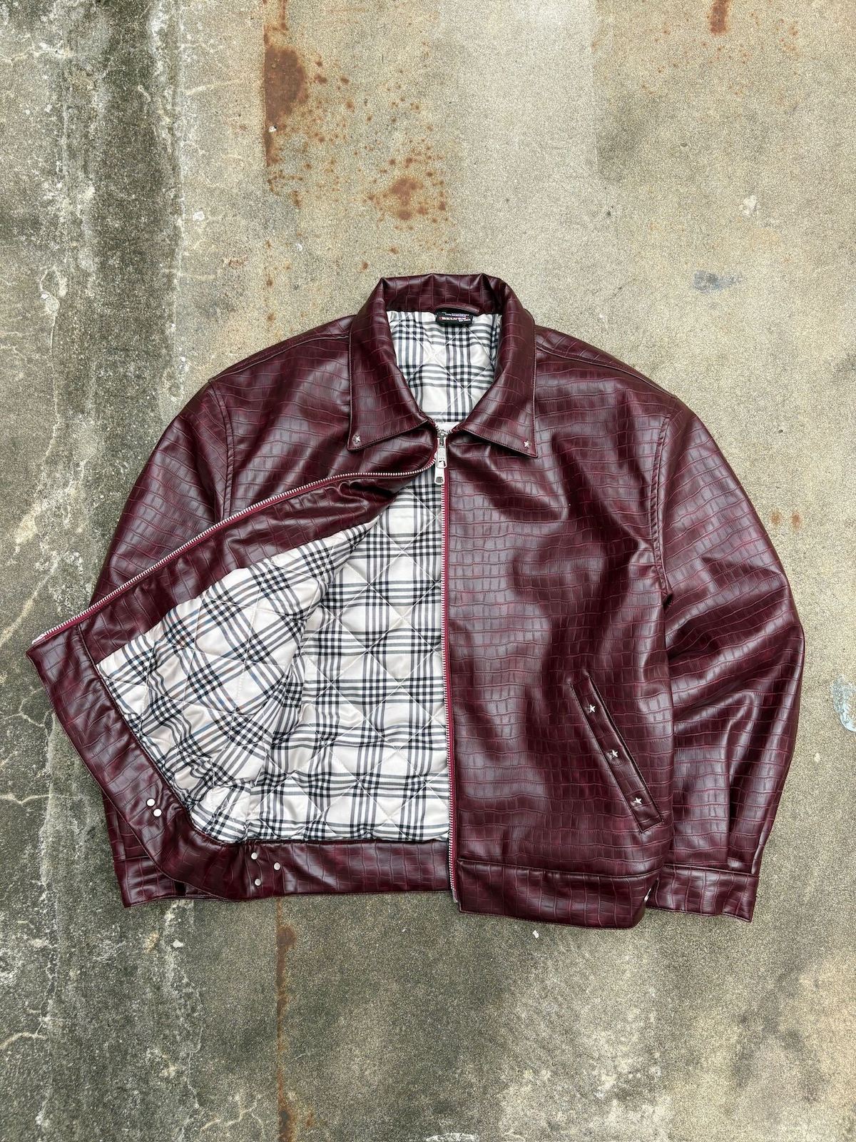 Croc-Embossed Leather Jacket