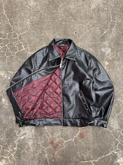 Croc-Embossed Leather Jacket