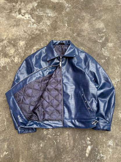 Croc-Embossed Leather Jacket