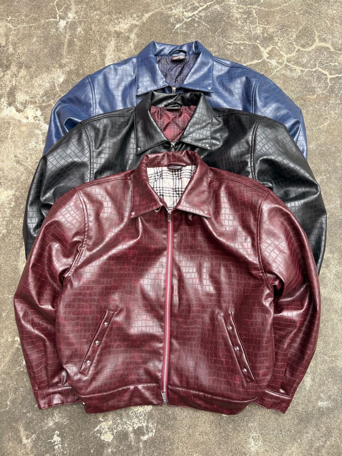 Croc-Embossed Leather Jacket