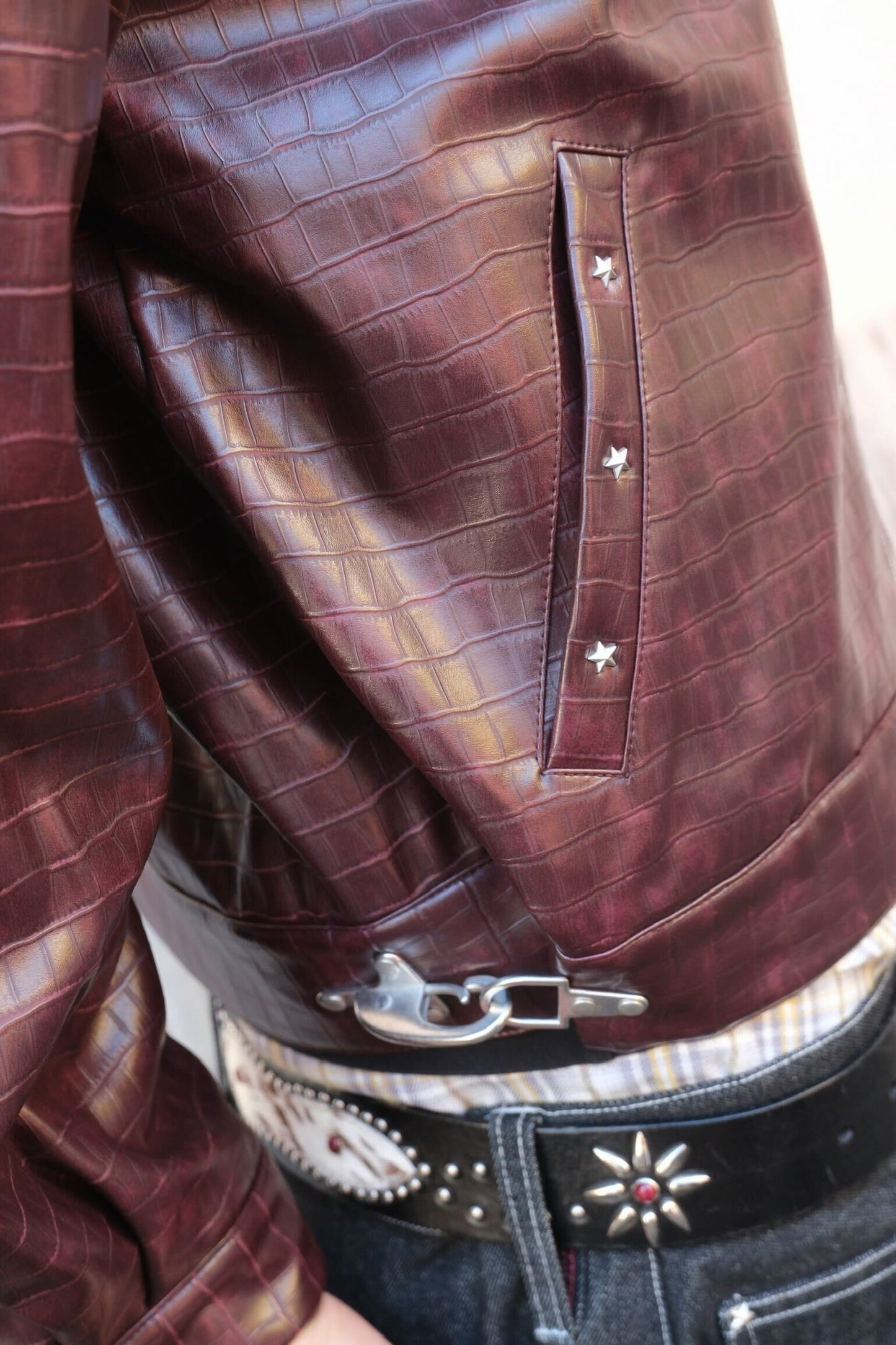 Croc-Embossed Leather Jacket