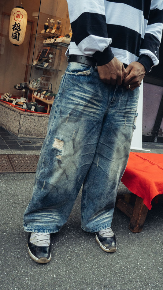 Heavy Distressed Baggy Denim