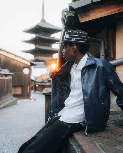 Croc-Embossed Leather Jacket