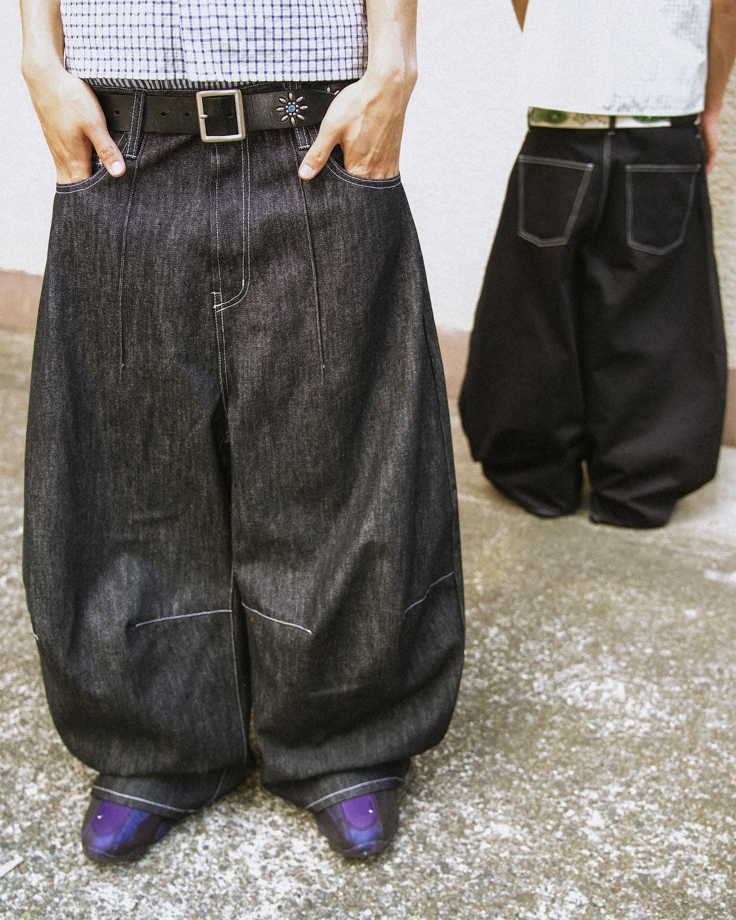 Pleated Wide-Leg Baggy Pants – BELVET
