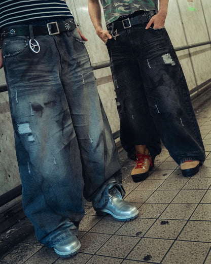 Heavy Distressed Baggy Denim