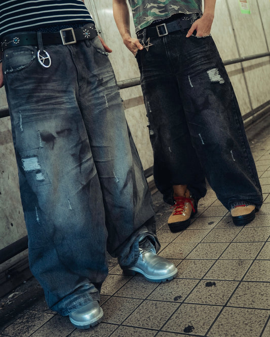Heavy Distressed Baggy Denim