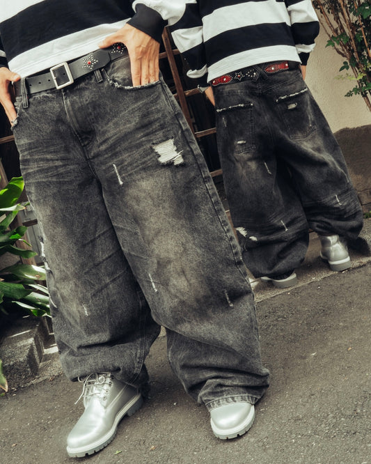 Heavy Distressed Baggy Denim